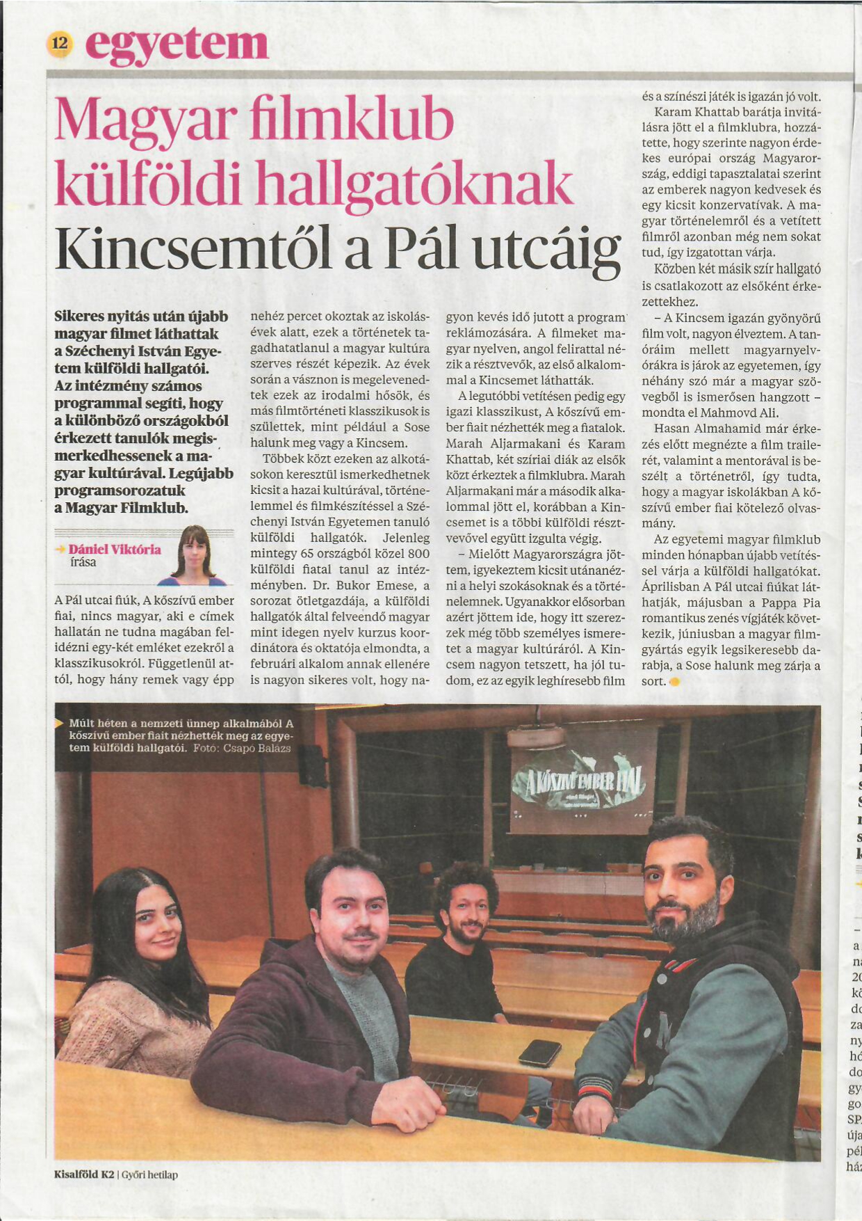 Magyar Filmklub hallgatóknak - Kincsemtől a Pál utcáig, Kisalföld, 2022. márc. 26.